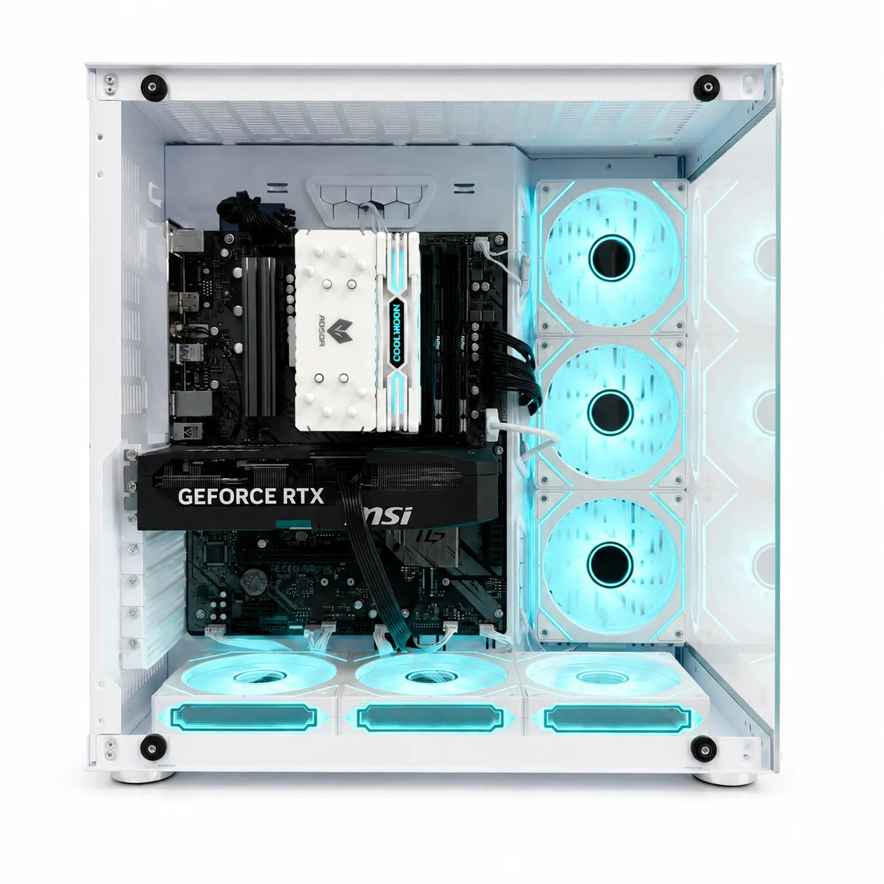 Uniway Gaming Crystal PC with AMD Ryzen 7 8700F processor and air-cooled gaming computer setup.