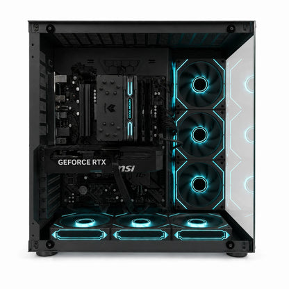 Uniway Gaming Crystal PC with AMD Ryzen 7 8700F processor, sleek gaming computer with transparent case and air cooling system
