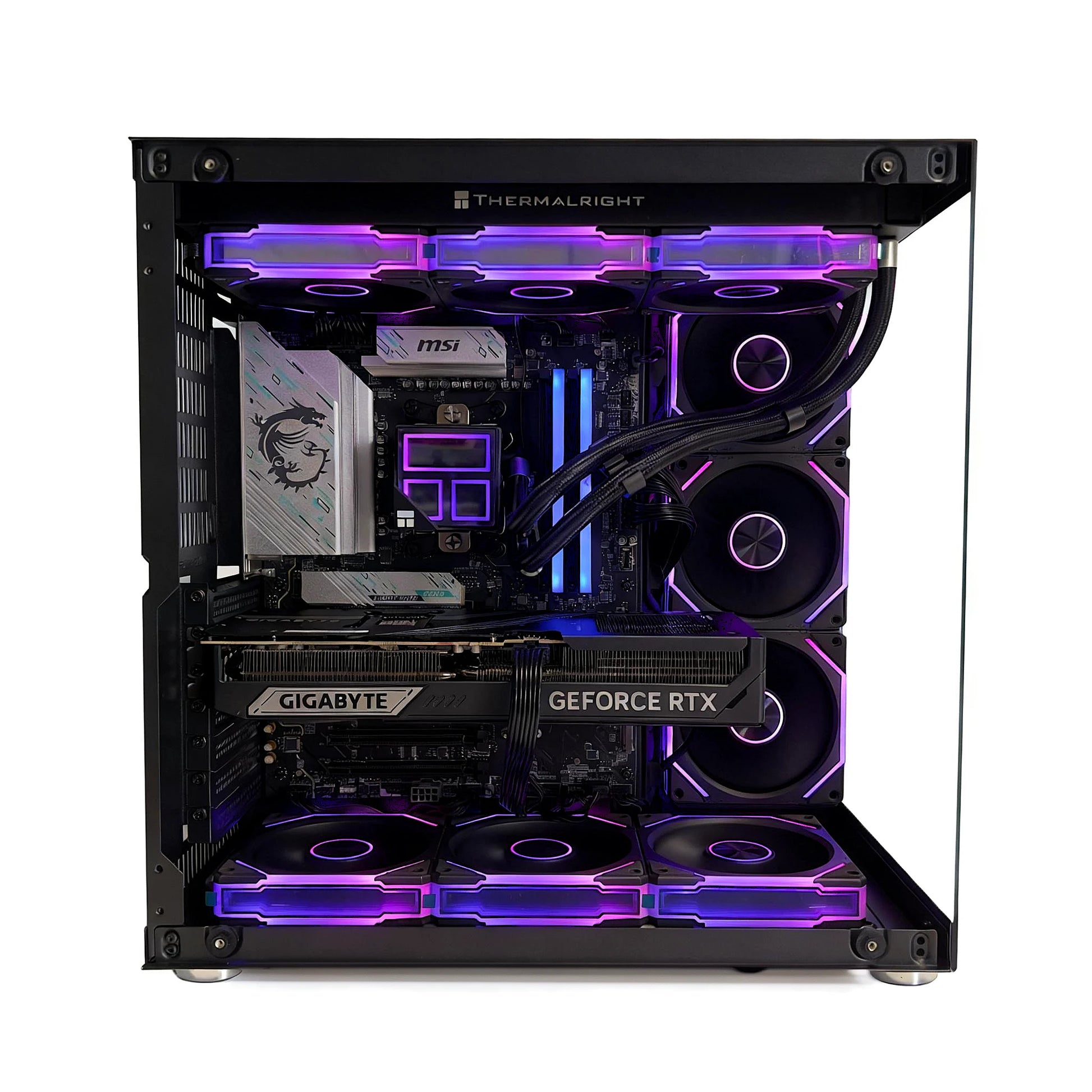 Uniway Gaming PC with AMD Ryzen 9 9950X3D processor, high-performance gaming computer with sleek black design and RGB lighting.