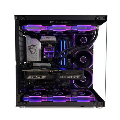 Uniway Gaming PC with AMD Ryzen 9 9950X3D processor, high-performance gaming computer with sleek black design and RGB lighting.