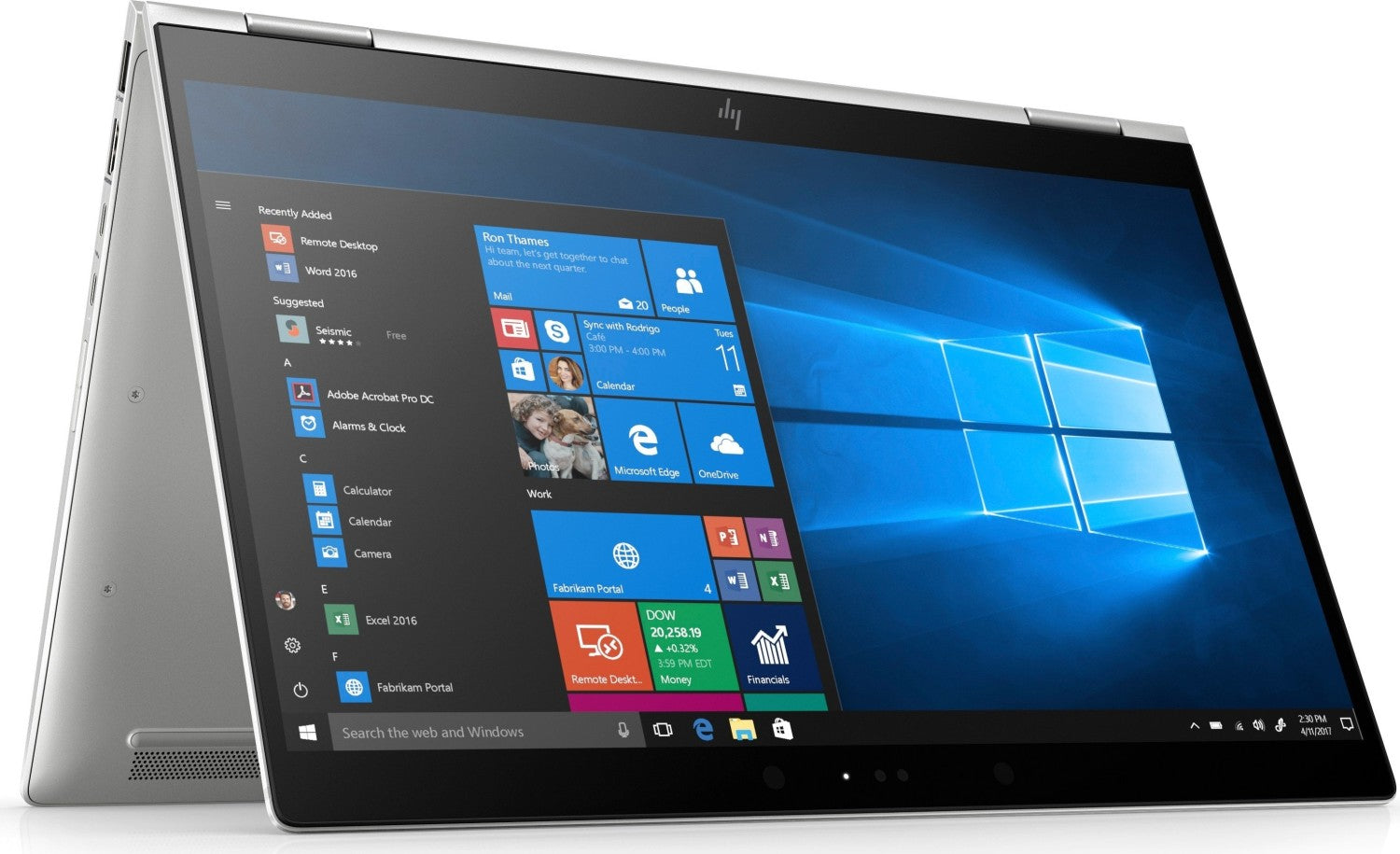 Refurbished HP EliteBook x360 1040 G5 14-inch laptop with Intel Core i7-8550U processor, sleek black design.