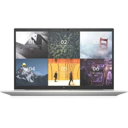 HP EliteBook 845 G7 14-inch refurbished laptop with AMD Ryzen 5 Pro 4650U processor, black chassis, and keyboard.