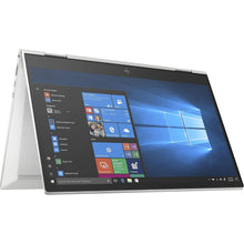 Refurbished HP EliteBook x360 830 G7 laptop with 13.3-inch display and Intel Core i7 processor, open showing keyboard and screen.