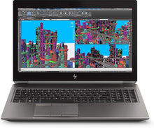 Refurbished HP ZBook 15 G5 laptop with 15.6-inch display and Intel Core i7-8750H processor, featuring a sleek design.