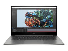 HP ZBook Studio G8 15.6-inch refurbished laptop with Intel Core i7 and NVIDIA T1200 graphics, open showing keyboard and screen