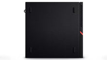 Lenovo ThinkCentre Tiny desktop PC with AMD Ryzen 3 2200GE processor, compact design, black case, front ports visible.