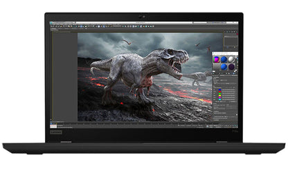 Lenovo ThinkPad P15v Gen 1 laptop with 15.6-inch display and Intel Core i7-10750H processor, showing the laptop's keyboard and screen.