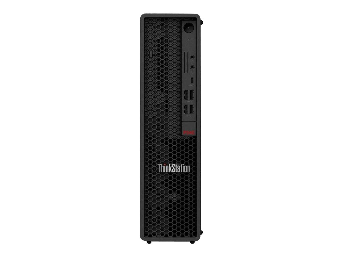 Lenovo Small Form Factor Desktop with Intel Core i7-10700 processor, compact design, black tower, front ports and vents visible.