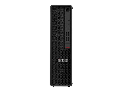 Lenovo Small Form Factor Desktop with Intel Core i7-10700 processor, compact design, black tower, front ports and vents visible.