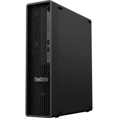 Lenovo Small Form Factor Desktop with Intel Core i7-10700 processor, black case, front ports, and refurbished condition.