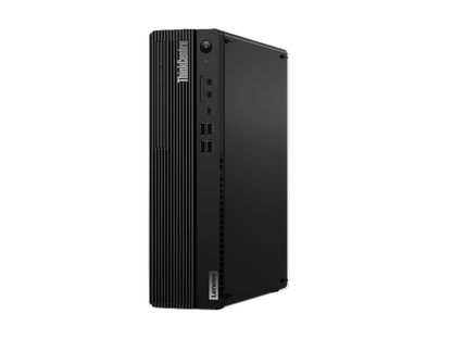 Lenovo Small Form Factor Desktop with Intel Core i5-10400 processor, compact design, black case, front ports visible.
