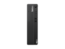 Lenovo small form factor desktop with Intel Core i5-10400 processor, black casing, and front USB ports.