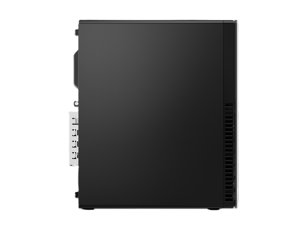 Lenovo small form factor desktop with Intel Core i5-10400 processor, compact design, black case, and front USB ports.
