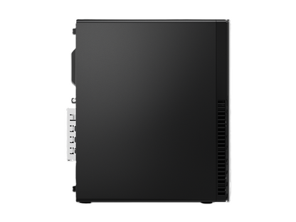 Lenovo small form factor desktop with Intel Core i5-10400 processor, compact design, black case, and front USB ports.