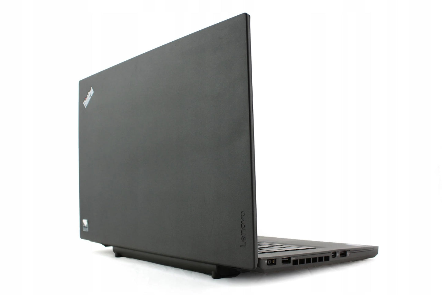 Lenovo ThinkPad T460s 14-inch refurbished laptop with Intel Core i7-6600U processor, black keyboard, and sleek design.