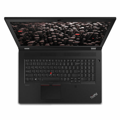 Lenovo ThinkPad P17 17-inch refurbished laptop with Intel Core i7-10750H processor, black keyboard, and large screen.