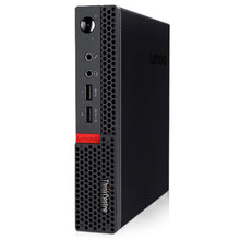 Refurbished Lenovo ThinkCentre Tiny PC with Intel Core i3-6300T processor, compact desktop computer on a desk.