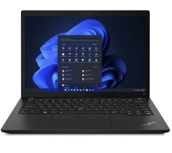 Lenovo ThinkPad X13 Gen 3 refurbished laptop with 13.3-inch display and Intel Core i5-1235U processor, open showing keyboard and screen.
