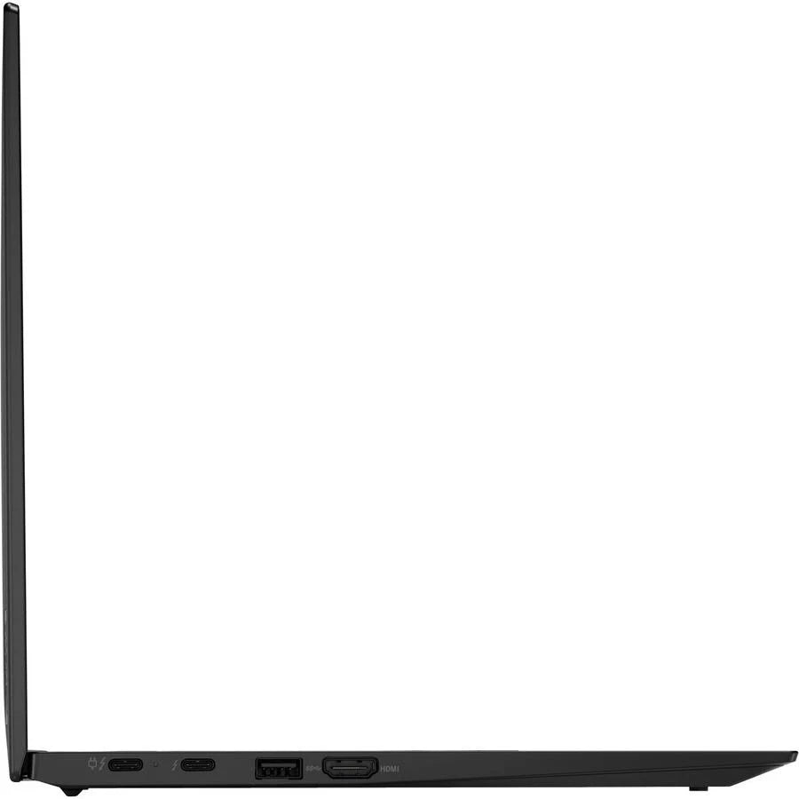 Lenovo ThinkPad X1 Carbon 9th Gen 14-inch refurbished laptop with Intel Core i5 processor, black keyboard, and sleek design.
