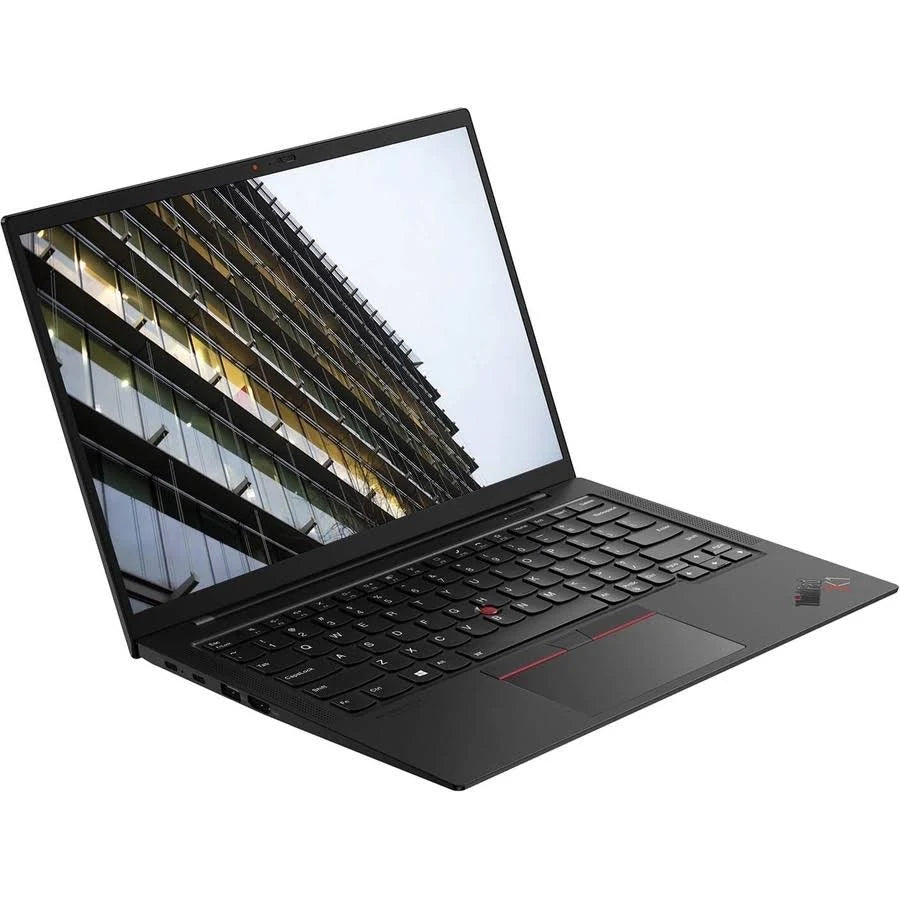Lenovo ThinkPad X1 Carbon 9th Gen 14-inch refurbished laptop with Intel Core i5-1135G7 processor, sleek silver design.
