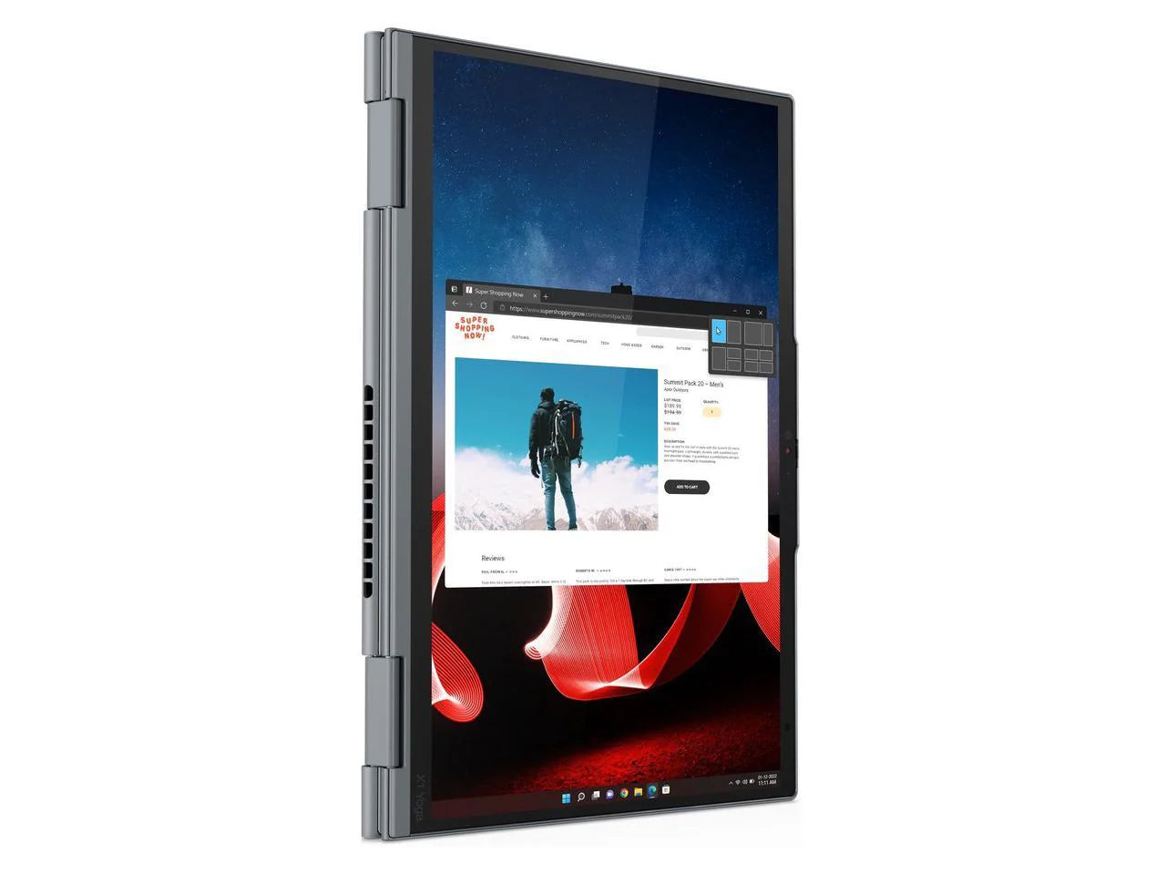 Lenovo ThinkPad X1 Yoga Gen 8 14-inch refurbished laptop with Intel Core i5-1335U processor, open showing keyboard and screen