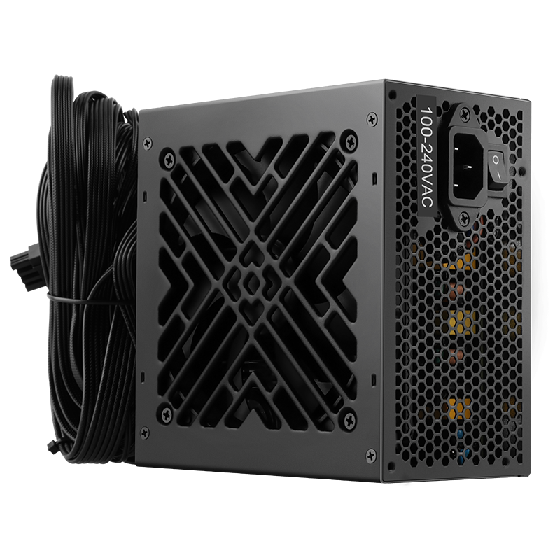Segotep 750W 80 Plus non-modular ATX power supply with 120mm silent fan, black color, ideal for gaming PCs.