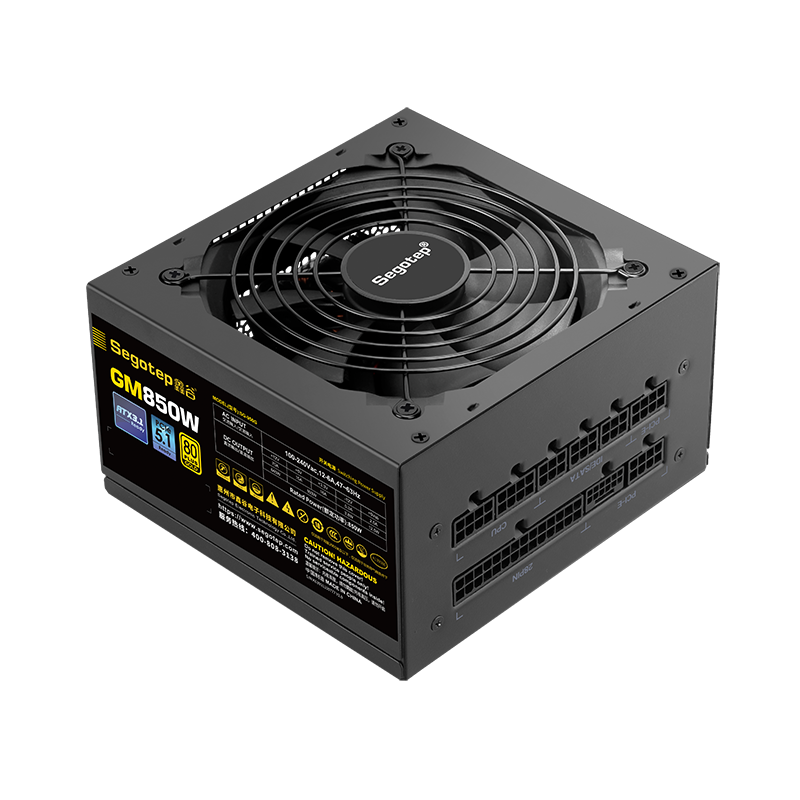 Segotep 850W 80 Plus Gold full modular power supply in black with PCIe 5.1 and ATX 3.1 connectors.