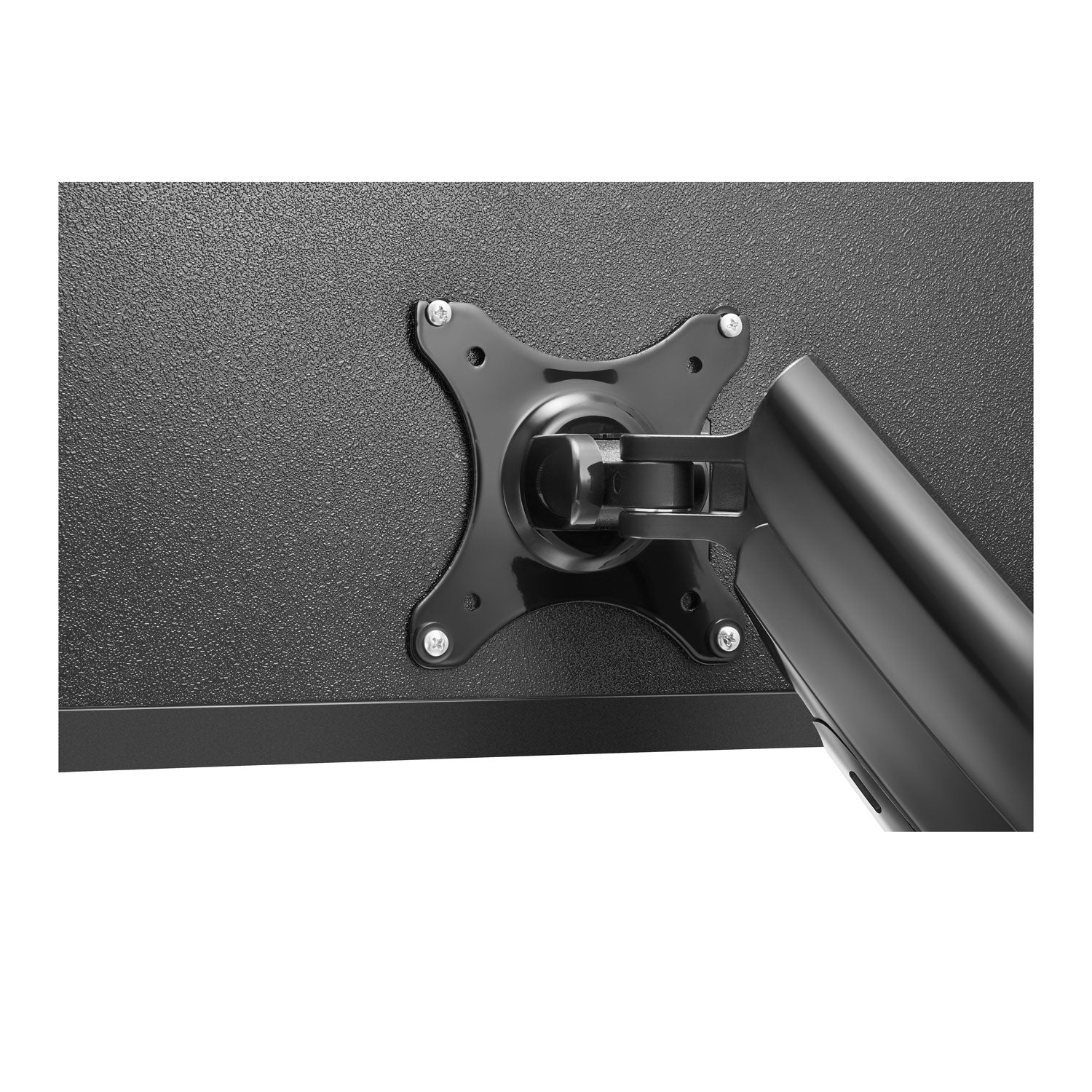 Single-arm desktop monitor mount by Uniway Computers, adjustable desk mount for single monitor setup.