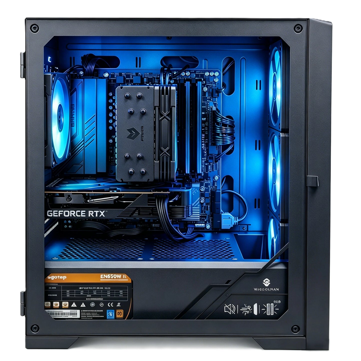 Uniway Gaming PC with AMD Ryzen 5 7600X processor, featuring a sleek gaming computer setup with components visible inside the case.